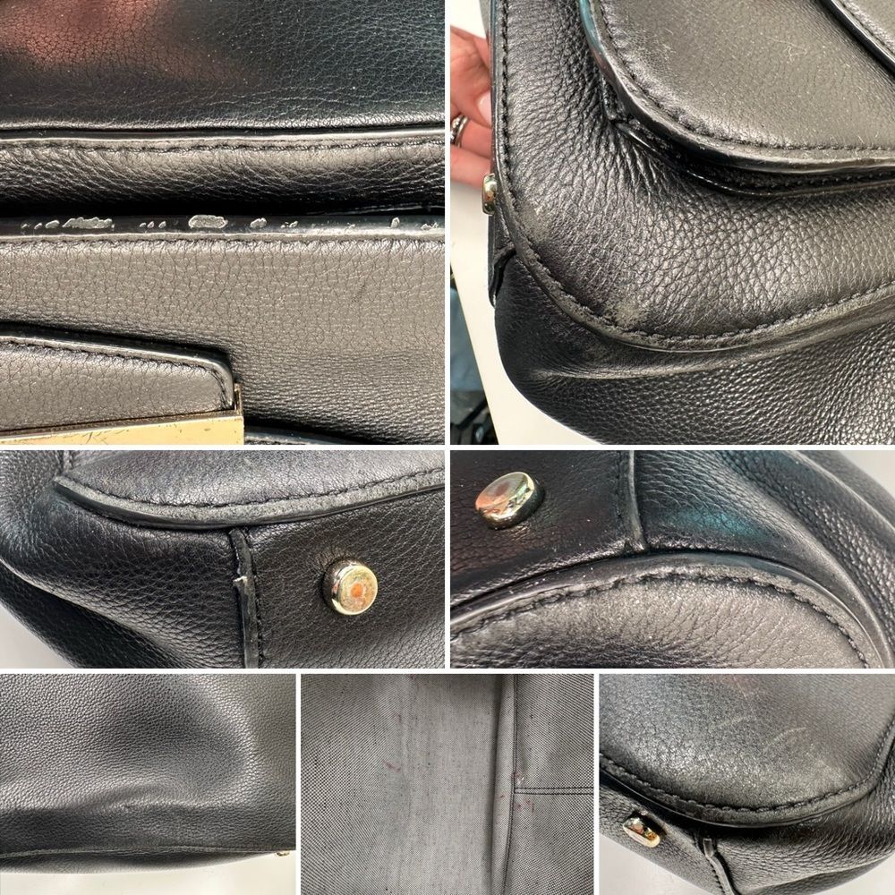 Kate Spade Black Leather Satchel Tote Gold Hardware Pebbled Cowhide Classic Bag - Picture 7 of 10